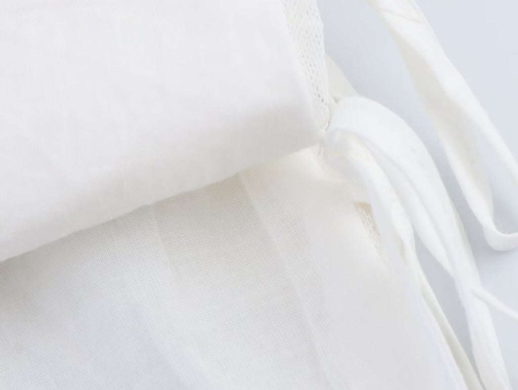 Women's Embroidered Bow Detail Crew Neck Top