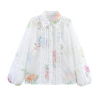 Women's Lace Long-Sleeve Collared Shirt