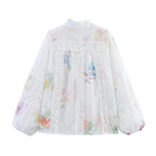 Women's Lace Long-Sleeve Collared Shirt