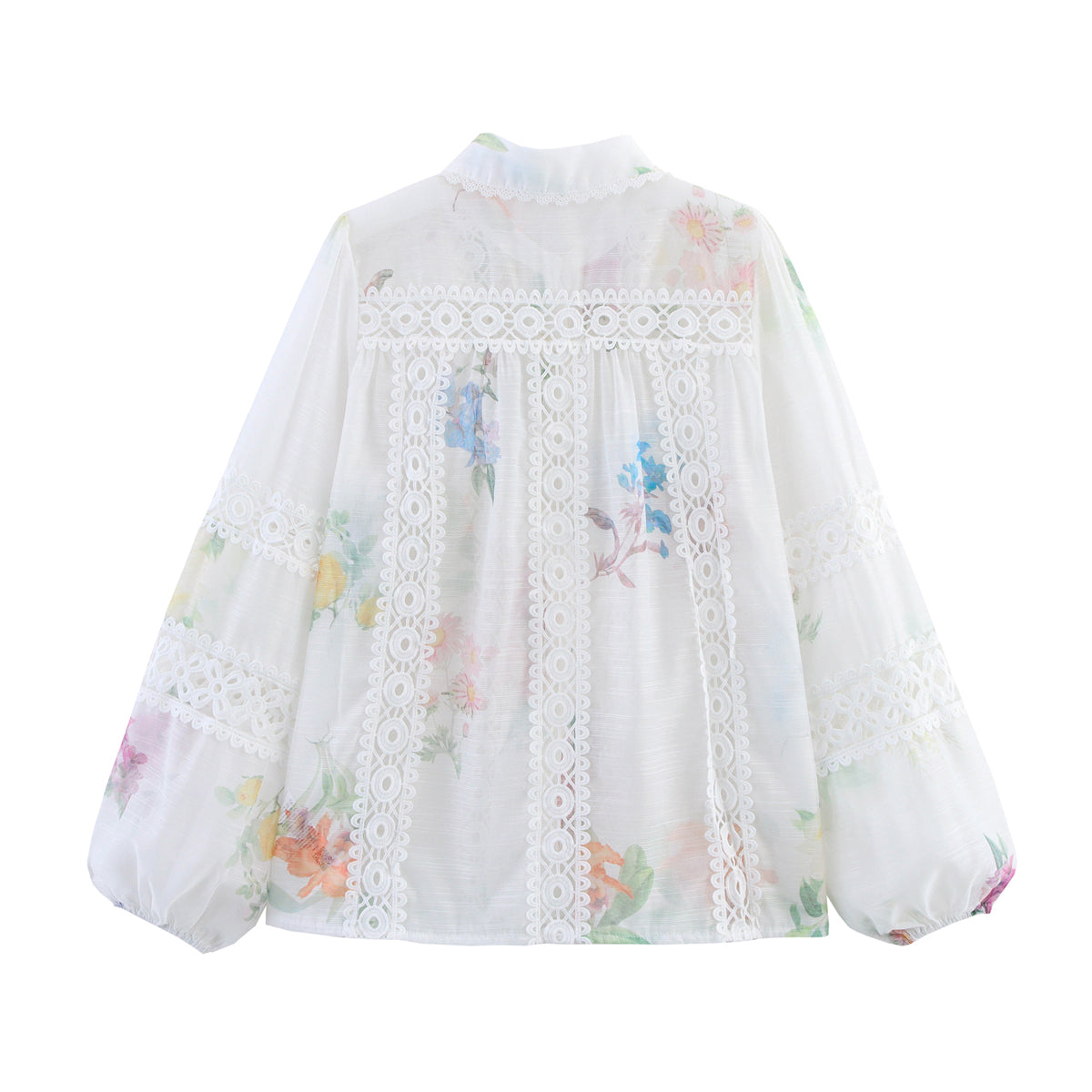 Women's Lace Long-Sleeve Collared Shirt