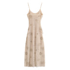 Floral Beaded Ruffled Cami Midi Dress