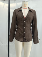 Women's Women Clothing Summer All Matching Slim Fit Bow Semi Transparent Shirt