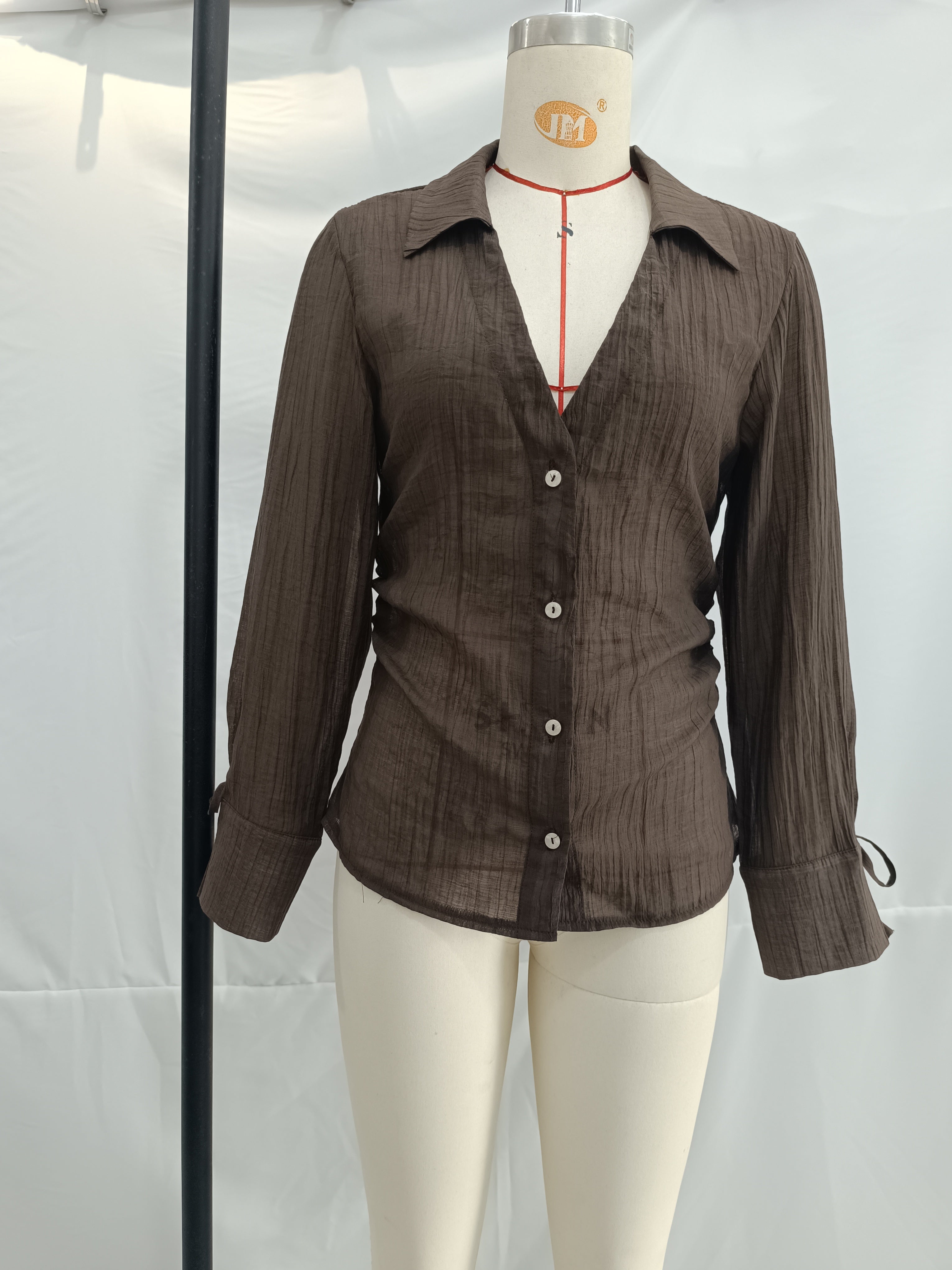 Women's Women Clothing Summer All Matching Slim Fit Bow Semi Transparent Shirt