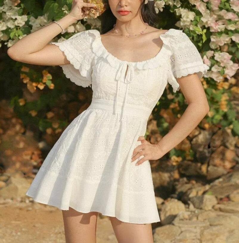 Women's Embroidered Cutout A-Line Dress