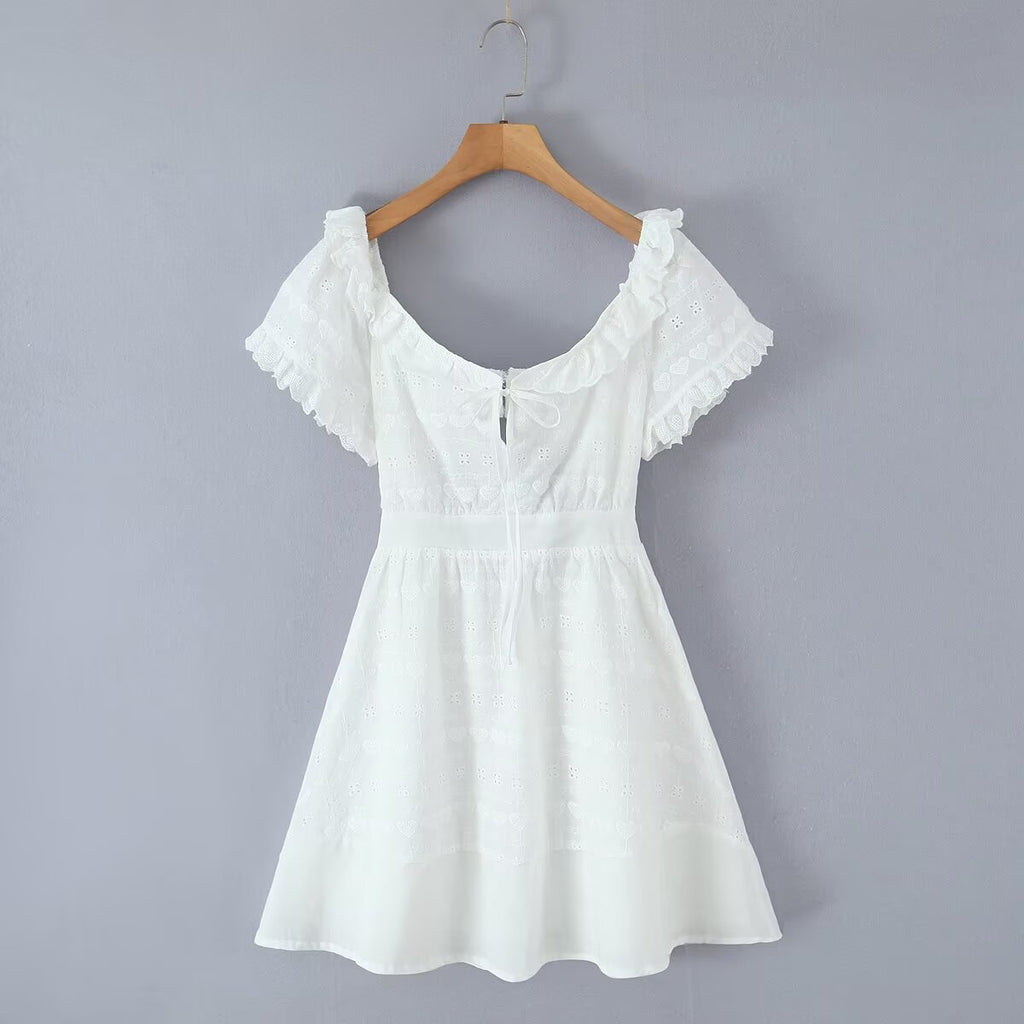 Women's Embroidered Cutout A-Line Dress