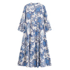 Rayon Printed Beach Bohemian Casual Loose Dress Elegant Midi