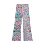 Spring Printing Bell Bottom Pants Loose Printed Shirt Design Set