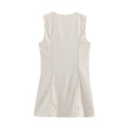 Summer Single Breasted Linen Blended Mini Dress