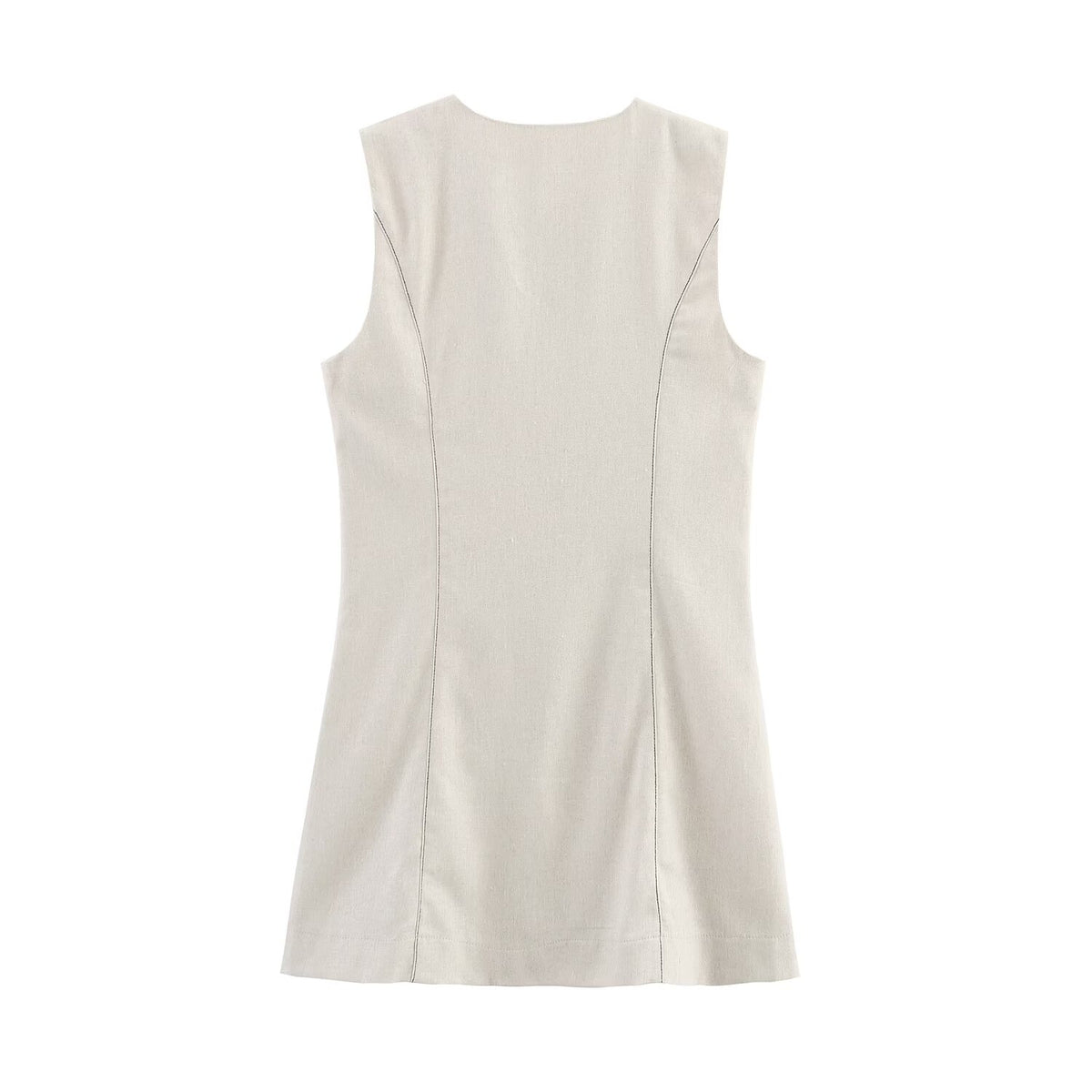 Summer Single Breasted Linen Blended Mini Dress