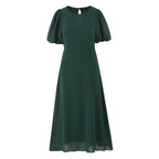 Women's French Vintage Floral Puff-Sleeve Maxi Dress