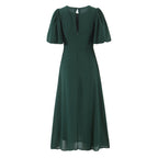 Women's French Vintage Floral Puff-Sleeve Maxi Dress