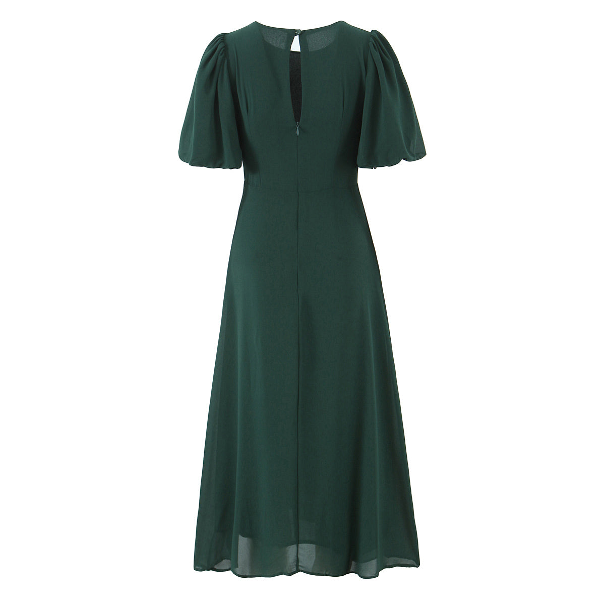 Women's French Vintage Floral Puff-Sleeve Maxi Dress