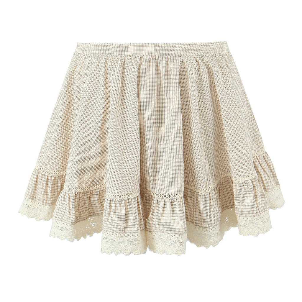 Women's Summer French Retro Plaid Vest and Skirt Two-Piece Set
