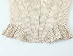 Women's Summer French Retro Plaid Vest and Skirt Two-Piece Set