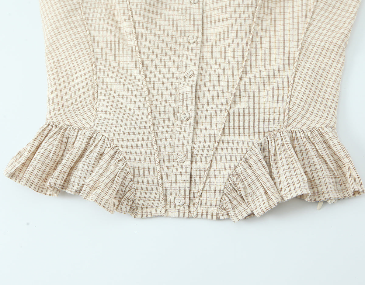Women's Summer French Retro Plaid Vest and Skirt Two-Piece Set