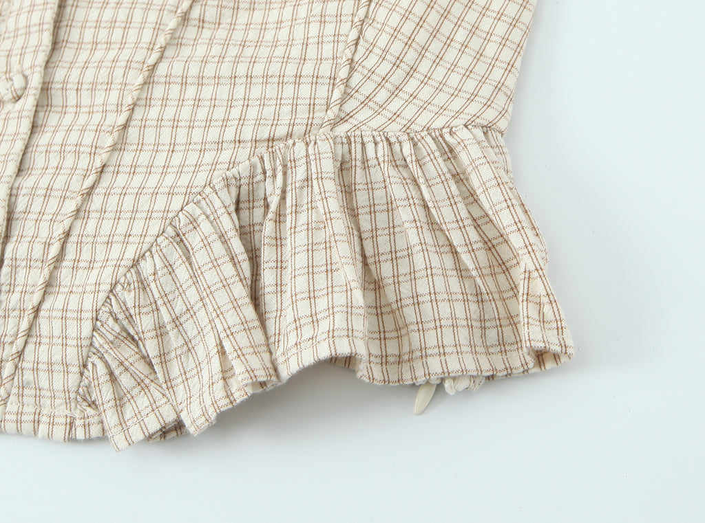 Women's Summer French Retro Plaid Vest and Skirt Two-Piece Set
