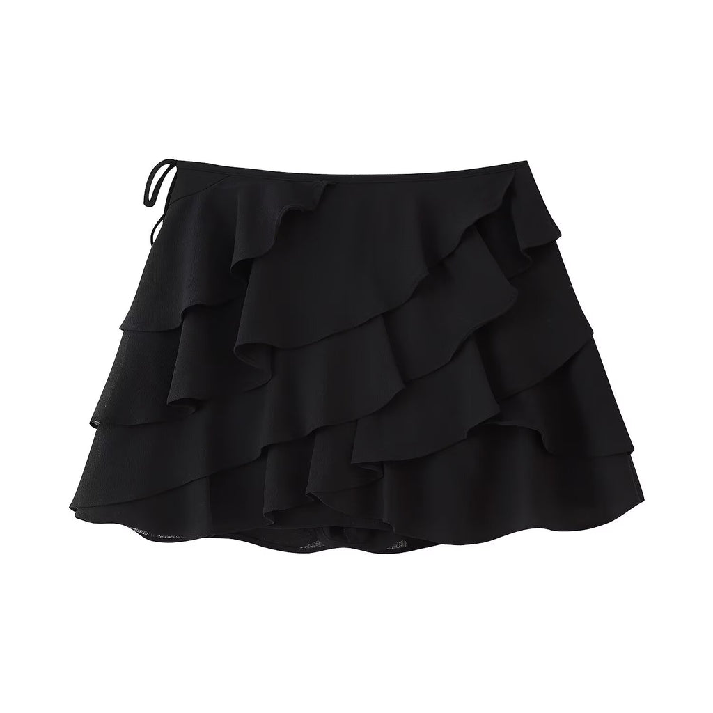 Women's French Design Laminated Decoration Shirt Laminated Decoration Culottes