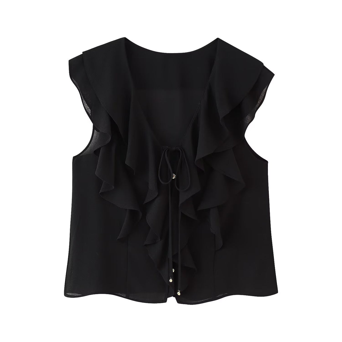 Women's French Design Laminated Decoration Shirt Laminated Decoration Culottes