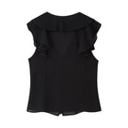 Women's French Design Laminated Decoration Shirt Laminated Decoration Culottes