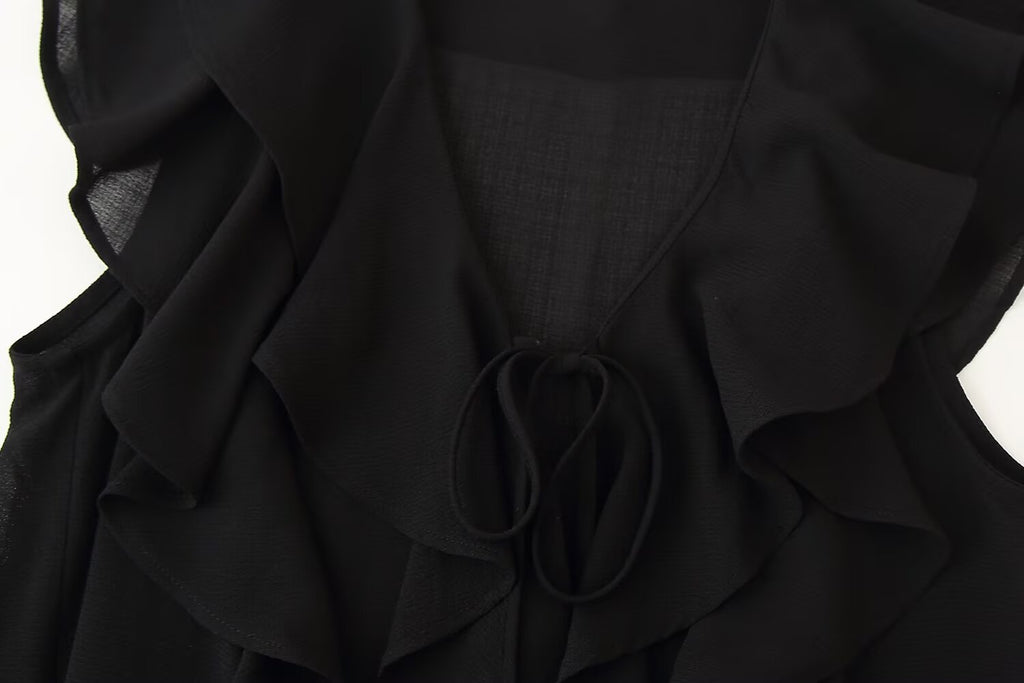 Women's French Design Laminated Decoration Shirt Laminated Decoration Culottes