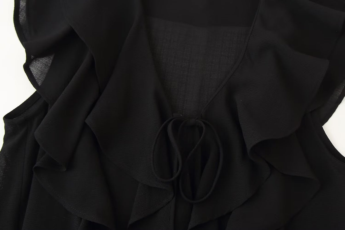 Women's French Design Laminated Decoration Shirt Laminated Decoration Culottes