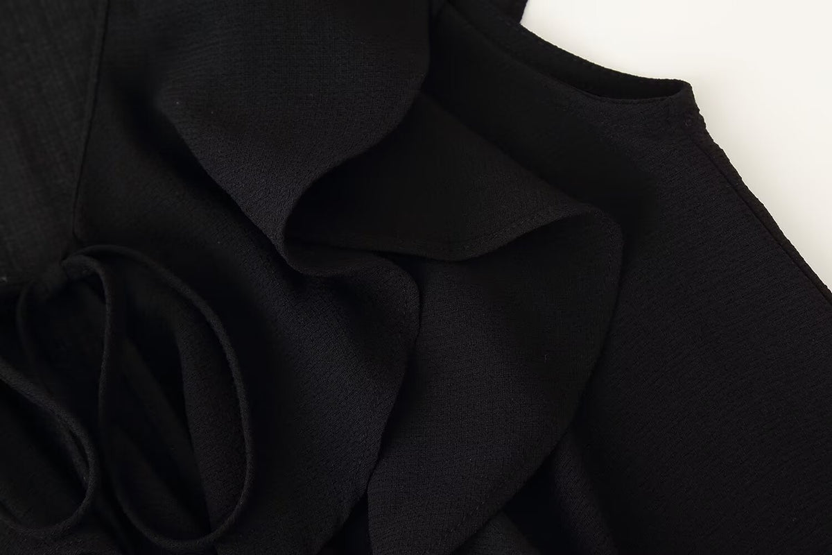 Women's French Design Laminated Decoration Shirt Laminated Decoration Culottes