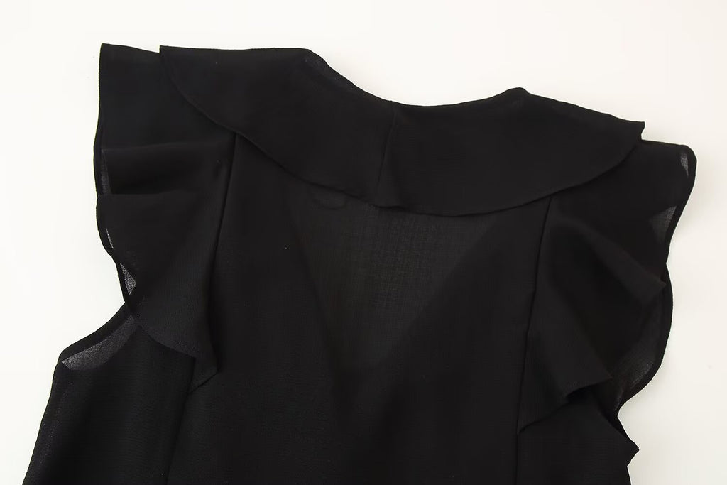 Women's French Design Laminated Decoration Shirt Laminated Decoration Culottes