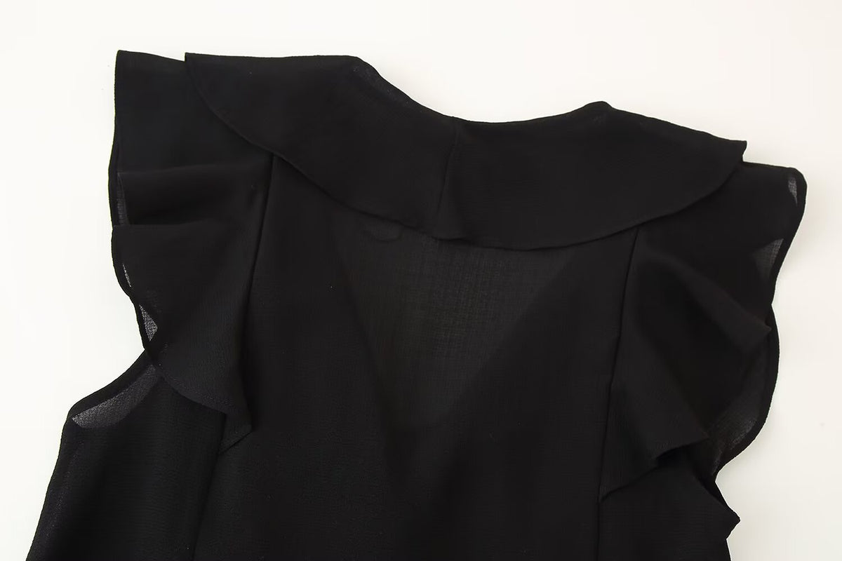 Women's French Design Laminated Decoration Shirt Laminated Decoration Culottes