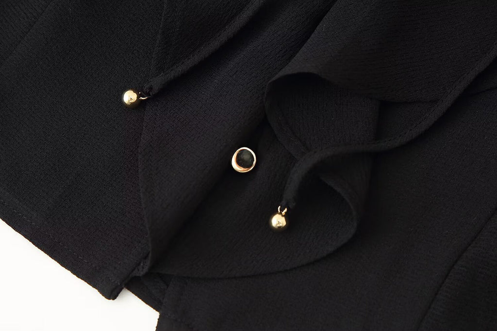 Women's French Design Laminated Decoration Shirt Laminated Decoration Culottes