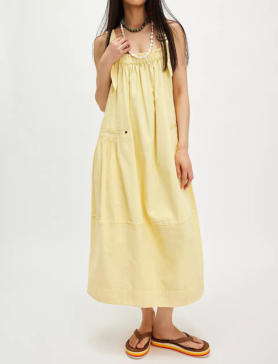 Strap Contraction Band Solid Color Loose Simple Skirt