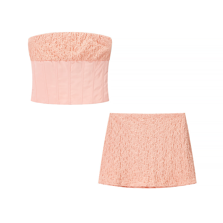 Women's Summer Tube Boning Corset Top and Skirt Two-Piece Set