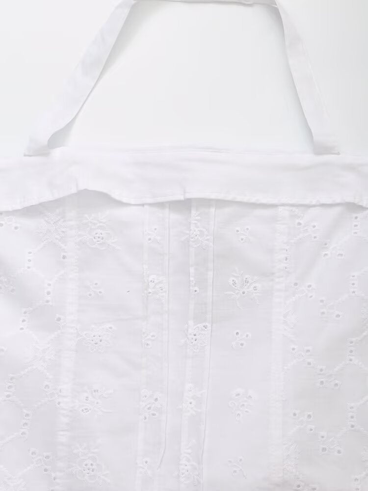 Embroidered Poplin Top