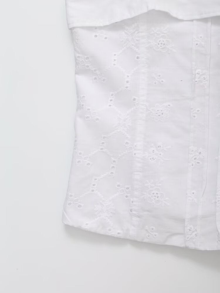 Embroidered Poplin Top