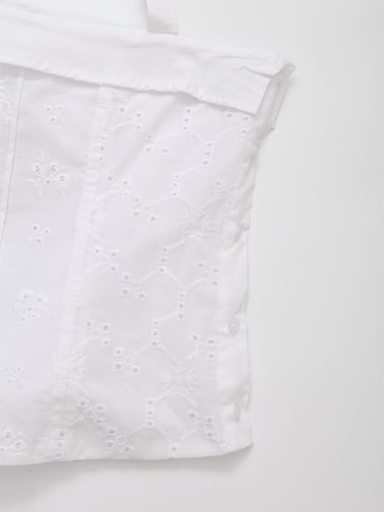 Embroidered Poplin Top