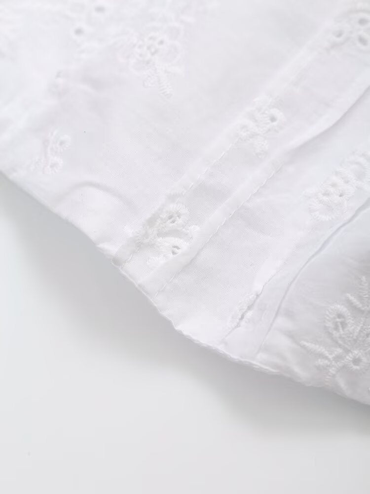 Embroidered Poplin Top