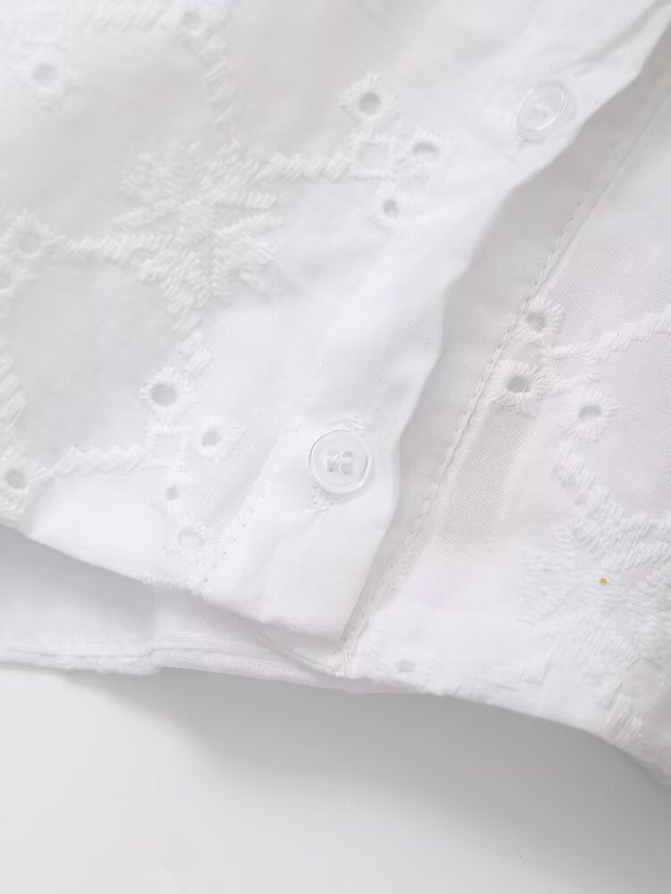 Embroidered Poplin Top