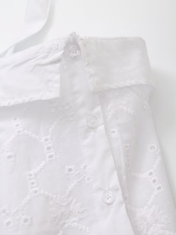Embroidered Poplin Top