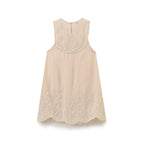 Contrast Embroidered Sleeveless Mini Dress