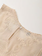 Contrast Embroidered Sleeveless Mini Dress