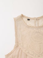 Contrast Embroidered Sleeveless Mini Dress