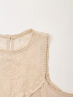 Contrast Embroidered Sleeveless Mini Dress