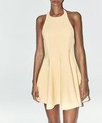 Slim Wavy Wide Swing Halter Short Sleeveless Dress