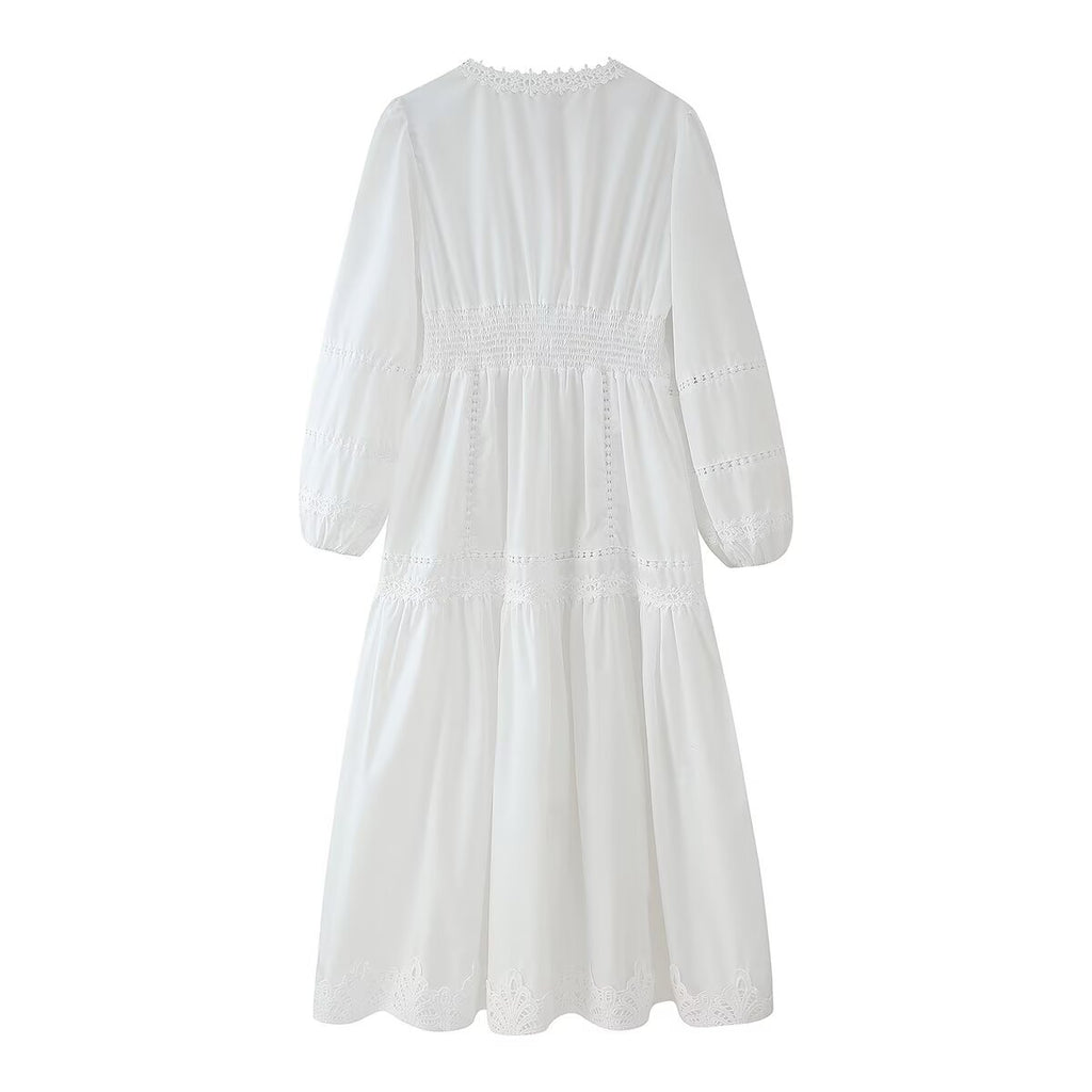 Lace Button Cutout Maxi Dress
