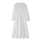 Lace Button Cutout Maxi Dress