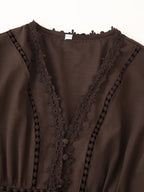 Lace Button Cutout Maxi Dress