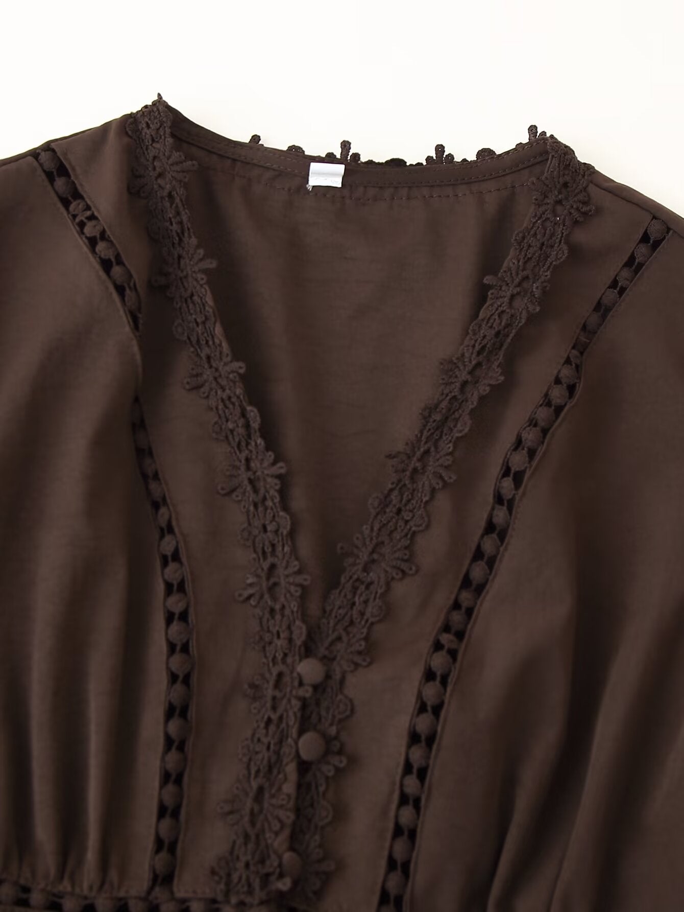 Lace Button Cutout Maxi Dress