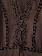 Lace Button Cutout Maxi Dress