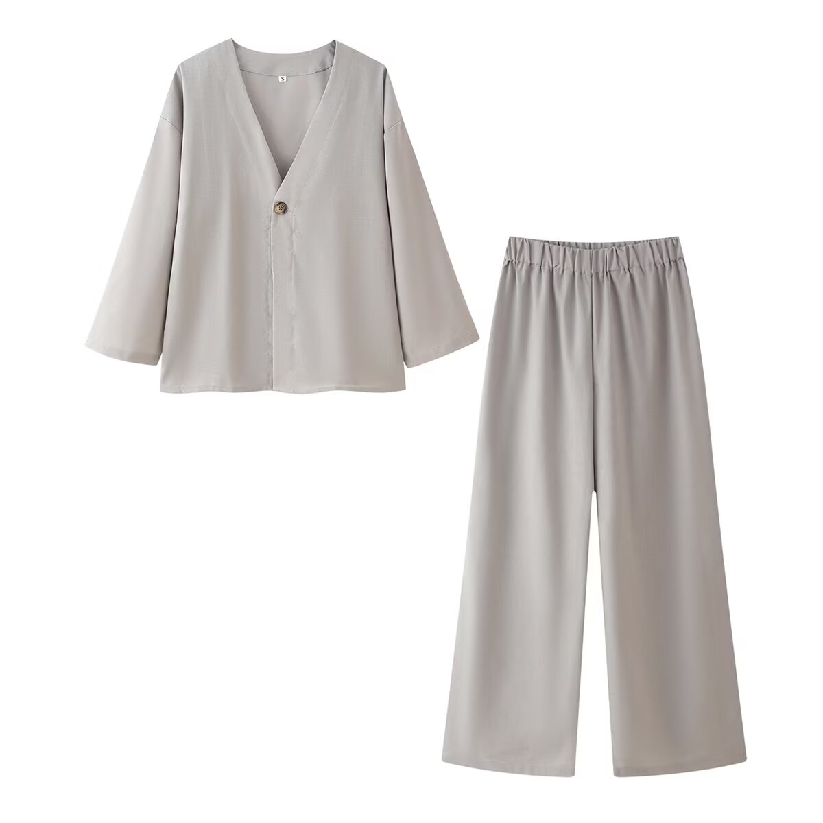 Summer Simple Casual Laid Back Loose Cotton Linen Solid Color Set