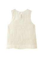 Summer Casual Sleeveless Embroidered Top Set
