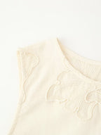 Summer Casual Sleeveless Embroidered Top Set